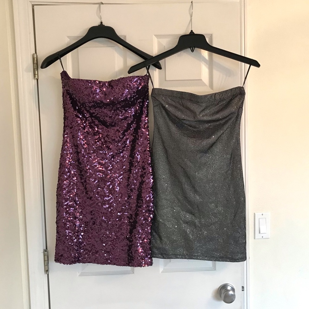 Set of 2 Forever 21 New Years Christmas sequin dress dresses sleeveless